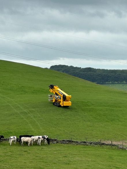 54m Spider being tracked over rough terrain into position